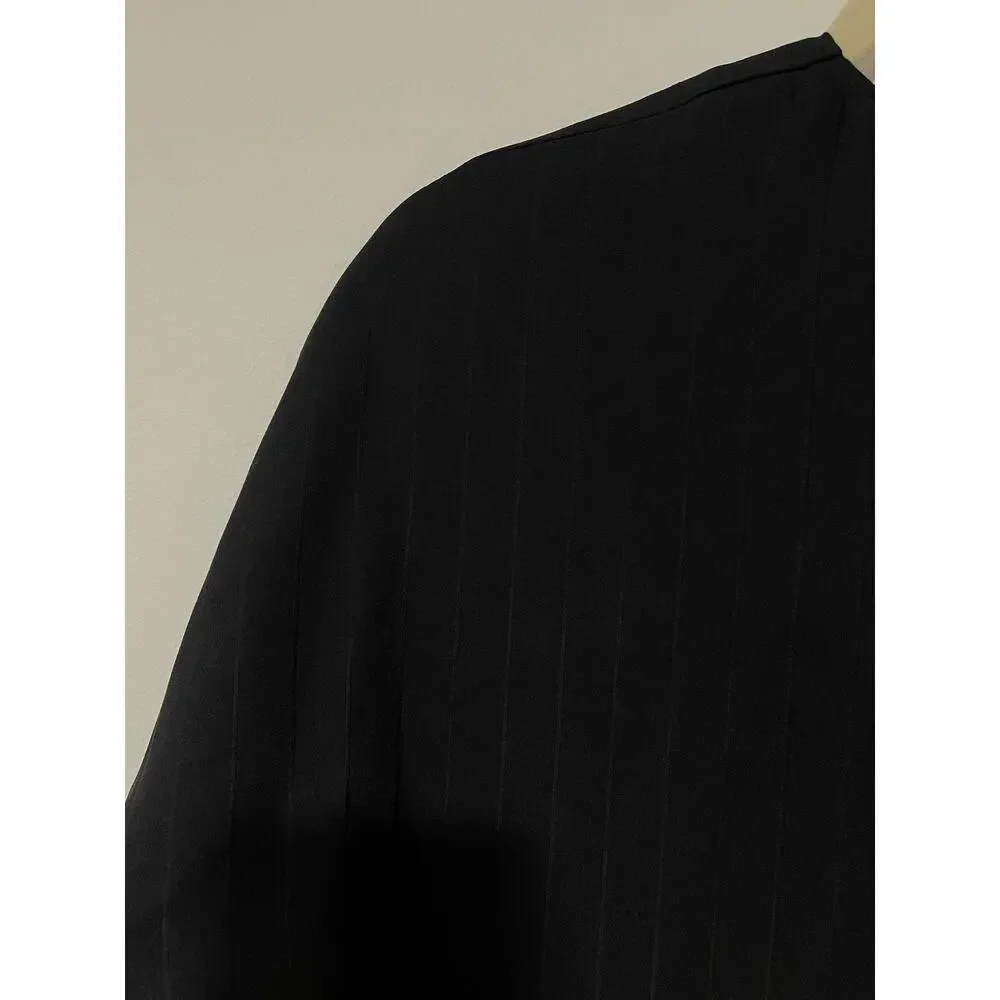 M.M LaFleur Tina Front Twist Black Stripe Short Sleeve Dress Size L - Picture 7 of 8